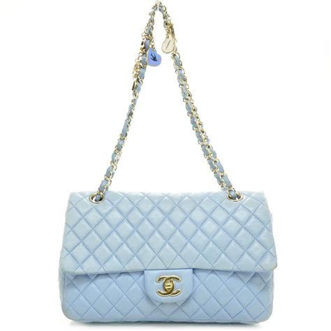 chanel baby blue purse|Chanel shoulder bag blue.